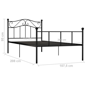 Cadru de pat, negru, 100 x 200 cm, metal - Img 5