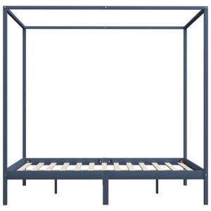 Cadru pat cu baldachin, gri, 180 x 200 cm, lemn masiv de pin - Img 3