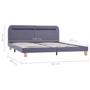 Cadru pat cu LED-uri, gri deschis, 160x200 cm, material textil - Img 7