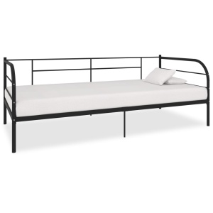 Cadru pat de zi, negru, 90 x 200 cm, metal