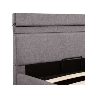 Cadru pat hidraulic cu ladă, LED, gri taupe, 100x200 cm, textil - Img 11