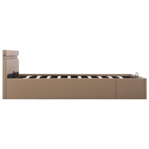 Cadru pat hidraulic cu LED cappuccino 180x200cm piele ecologică - Img 5