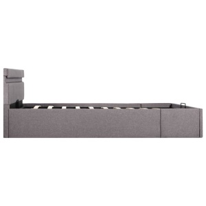 Cadru pat hidraulic depozitare LED gri taupe 120x200 cm textil - Img 4