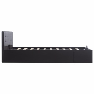Cadru pat hidraulic, depozitare, negru 140 x 200 cm, piele eco - Img 4