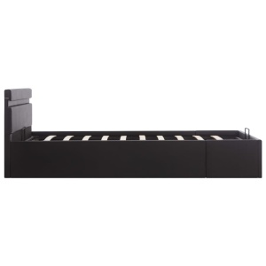 Cadru pat hidraulic ladă, LED, negru 140x200 cm piele ecologică - Img 5