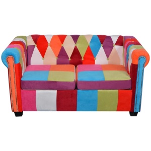 Canapea Chesterfield cu 2 locuri din material textil - Img 3