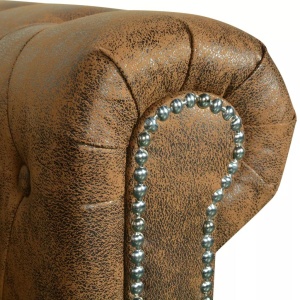 Canapea Chesterfield din piele artificială, 3 locuri, maro - Img 5