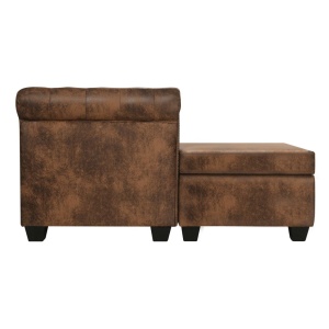 Canapea Chesterfield in formă de L, velur artificial, maro - Img 3
