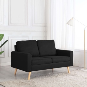 Canapea cu 2 locuri, negru, material textil