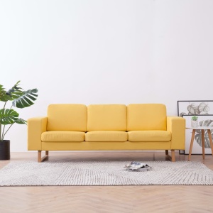 Canapea cu 3 locuri, galben, material textil