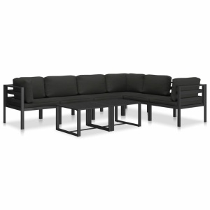 Canapea de 1 persoană cu perne, antracit, aluminiu - Img 6