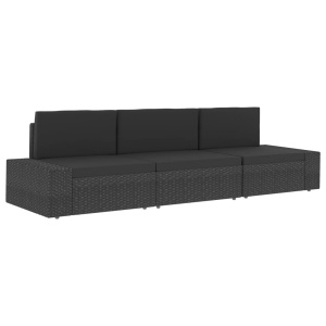 Canapea de colț modulară cu cotieră stânga, maro, poliratan - Img 11