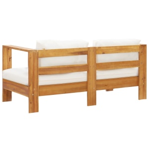 Canapea de grădină cu pernă, alb crem, 140 cm, lemn de acacia - Img 4