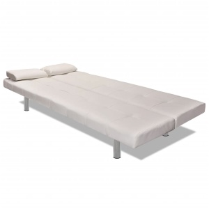 Canapea extensibilă 2 perne, piele artificială, reglabil, crem - Img 8