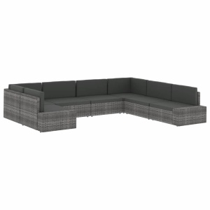 Canapea modulară cu 2 locuri, negru, poliratan - Img 10