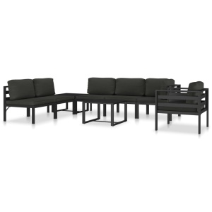 Canapea modulară de mijloc cu perne, antracit, aluminiu - Img 10