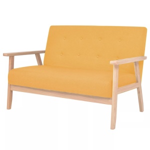 Canapea pentru 2 persoane, material textil, galben