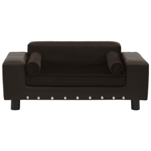 Canapea pentru câini, maro, 81x43x31cm, pluș & piele ecologică - Img 3