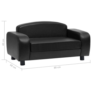 Canapea pentru câini, negru, 80 x 50 x 40 cm, piele ecologică - Img 9