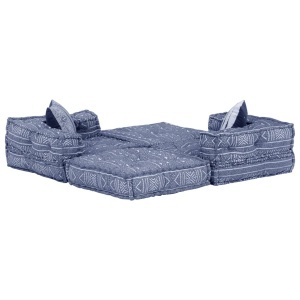 Canapea puf modulară cu 2 locuri, indigo, material textil - Img 4