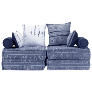 Canapea puf modulară cu 2 locuri, indigo, material textil - Img 3