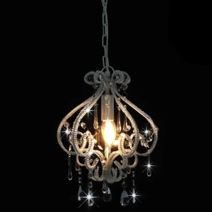 Candelabru cu mărgele, alb, rotund, E14 - Img 3