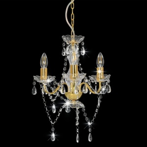 Candelabru cu mărgele, auriu, rotund, 3 becuri E14 - Img 2