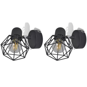 Candelabru perete cadru stil industrial 2 becuri LED filament, negru - Img 8