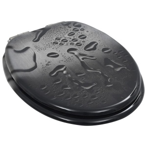 Capac WC cu inchidere silențioasă, MDF, design picătură de apă - Img 3