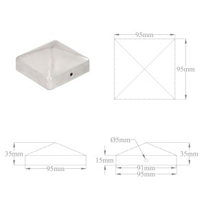 Capace stâlpi de gard piramidă 6 buc. metal galvanizat 91x91 mm - Img 9
