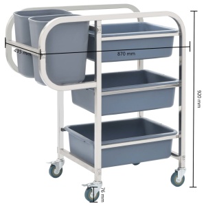 Cărucior de bucătărie cu recipiente din plastic, 87x43,5x92 cm - Img 11
