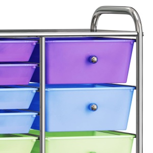 Cărucior depozitare mobil cu 15 sertare XXL multicolor plastic - Img 6