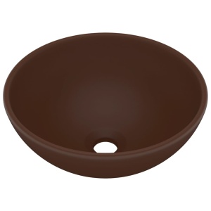 Chiuvetă baie lux maro inchis mat 32,5x14 cm ceramică rotund - Img 2