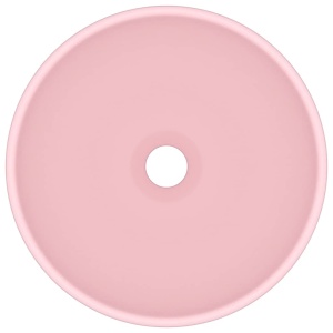 Chiuvetă baie lux, roz mat, 32,5x14 cm, ceramică, rotund - Img 3