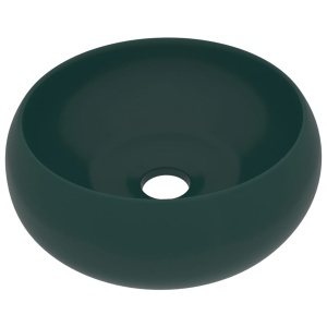 Chiuvetă baie lux verde inchis mat 40x15 cm ceramică rotund - Img 2