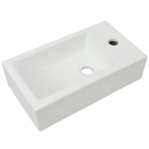 Chiuvetă ceramică dreptunghiulară cu preaplin 46x25,5x12 cm alb - Img 2