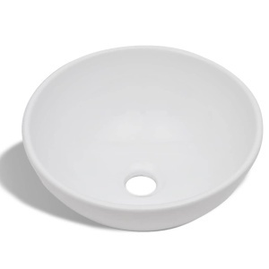 Chiuvetă de baie cu robinet mixer, ceramică, rotund, alb - Img 5