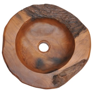 Chiuvetă de baie din lemn masiv de tec, 45 cm - Img 5