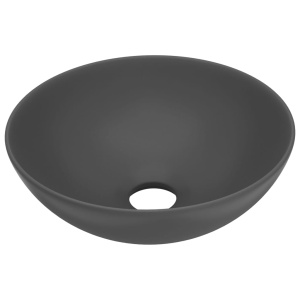 Chiuvetă de baie, gri inchis, ceramică, rotund - Img 2