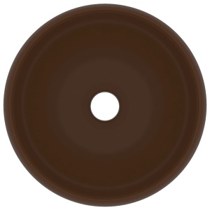 Chiuvetă de baie lux maro inchis mat 40x15 cm ceramică rotund - Img 3