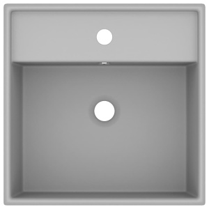 Chiuvetă lux preaplin, gri deschis mat 41x41 cm ceramică pătrat - Img 4