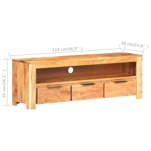 Comodă TV, 119 x 30 x 41 cm, lemn masiv de acacia - Img 7