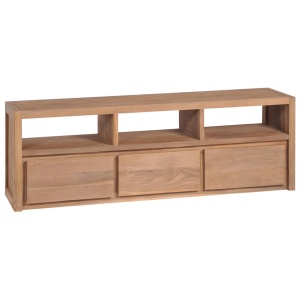 Comodă TV, 120 x 30 x 40 cm, lemn de tec cu finisaj natural - Img 10