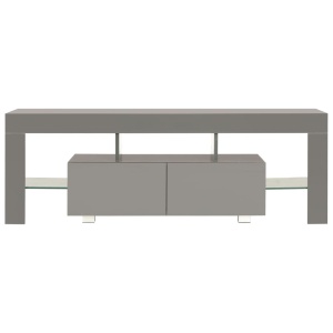 Comodă TV cu lumini LED, gri extralucios, 130x35x45 cm - Img 5