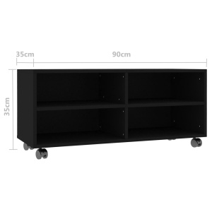 Comodă TV cu rotile, negru, 90x35x35, PAL - Img 5