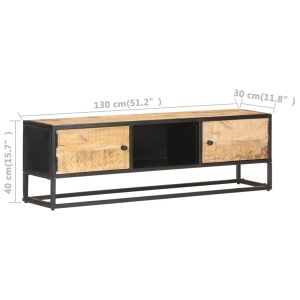 Comodă TV cu ușă sculpată, 130 x 30 x 40 cm, lemn mango brut - Img 6