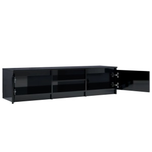 Comodă TV, negru extralucios, 140 x 40 x 35,5 cm, PAL - Img 5