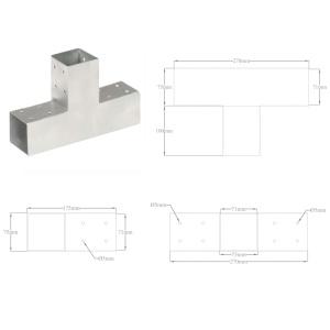 Conectori de grindă, formă T, 4 buc, 71x71 mm, metal galvanizat - Img 7