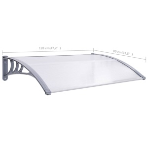 Copertină de ușă, gri și transparent, 120 x 80 cm, PC - Img 6