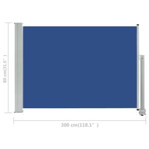 Copertină laterală retractabilă de terasă, albastru, 80x300 cm - Img 7
